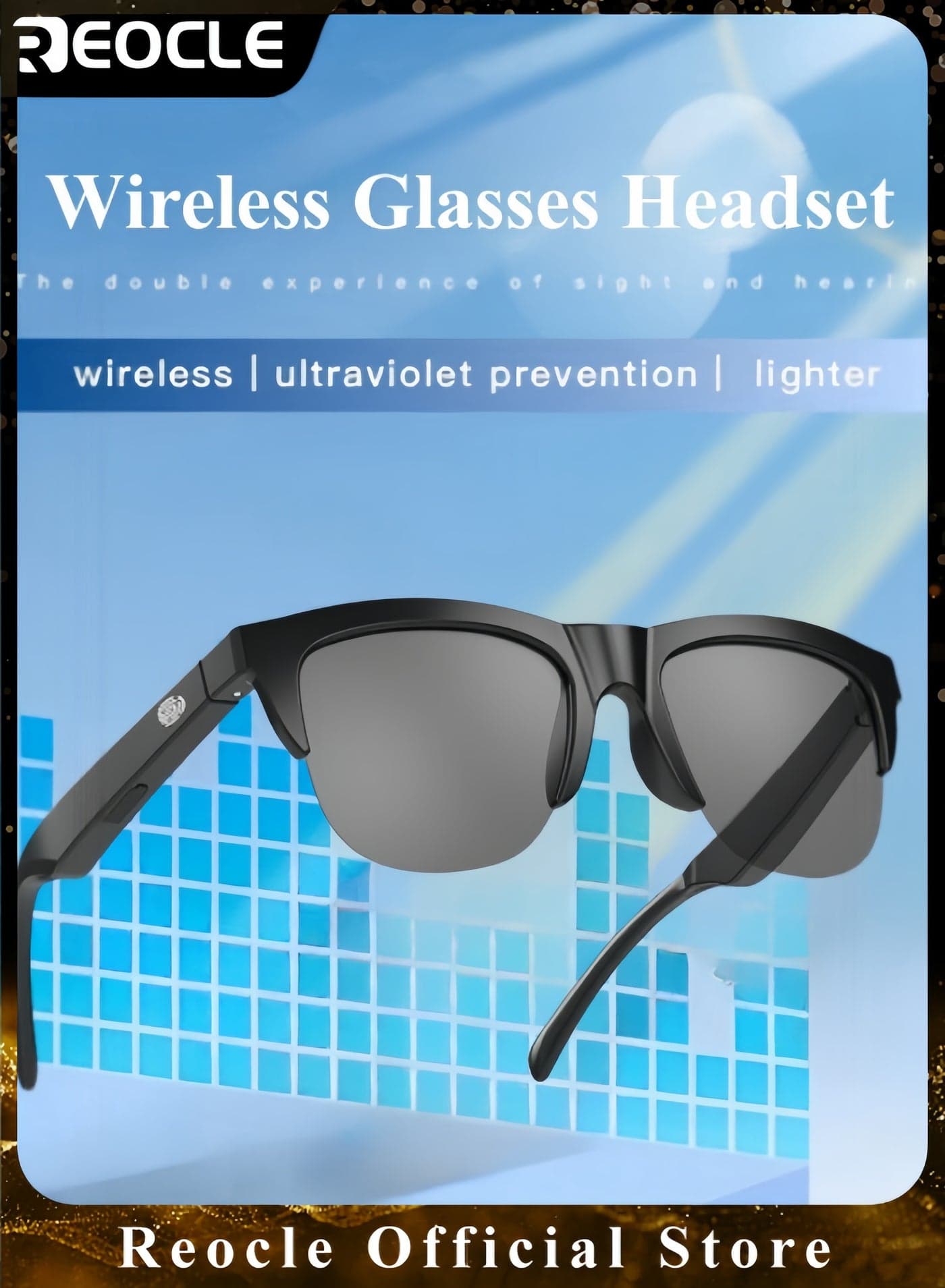Wireless Glasses Headset Smart Bluetooth Sunglasses with Sound Quality & UV Protection & Touch Key & Strong Impact Resistant Lightweight Polarized Sunglasses for Men Women