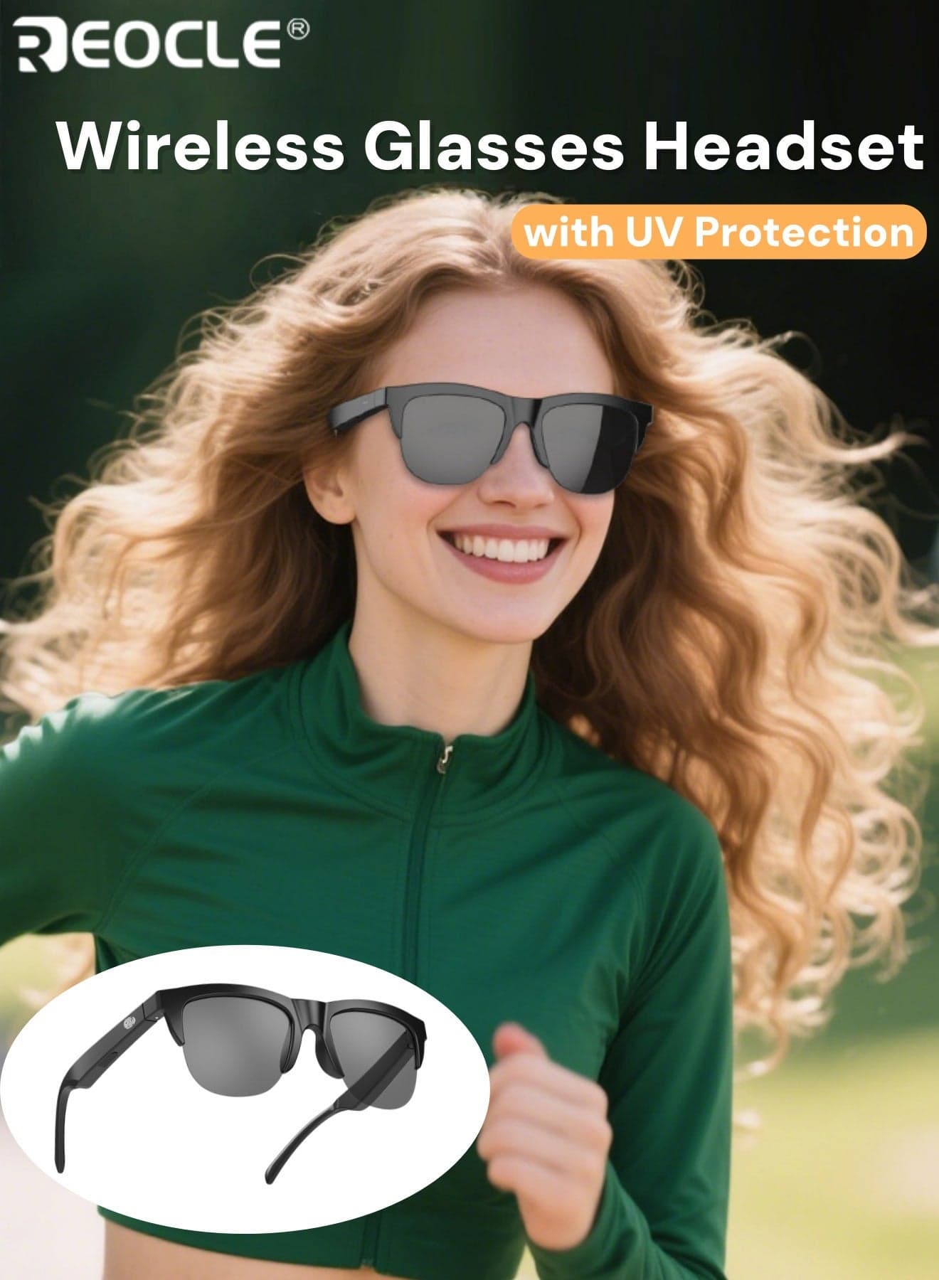 Wireless Glasses Headset Smart Bluetooth Sunglasses with Sound Quality & UV Protection & Touch Key & Strong Impact Resistant Lightweight Polarized Sunglasses for Men Women