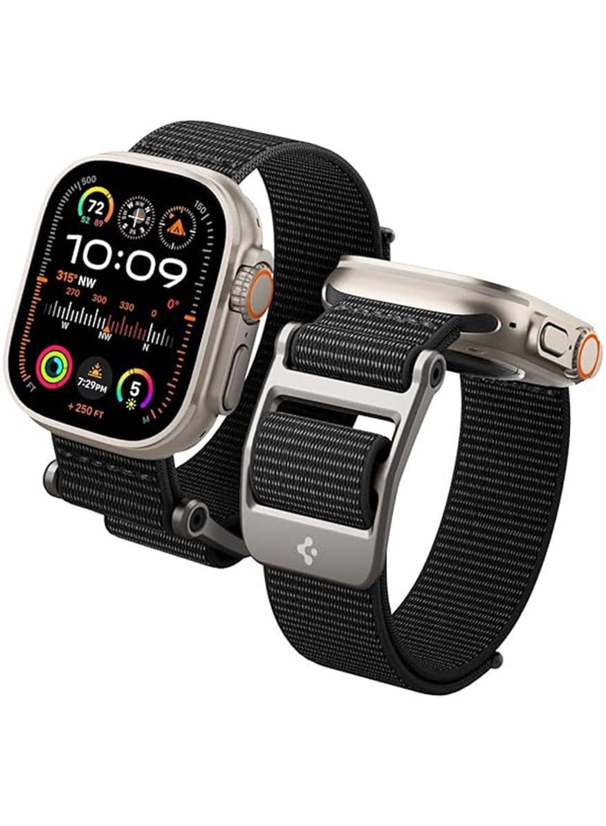 DuraPro Flex Watch Band for Apple Watch Ultra 3/2/1 (49mm), Series 11/10 (46mm), 9/8/7 (45mm), SE2/6/SE/5/4 (44mm) and Series 3/2/1 (42mm) Adjustable Solo Loop Band Strap - Black