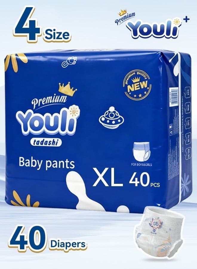 Baby Diapers,Pants Diapers Size 4, 9-14 Kg, 360° Leak-Free Fit For Up To 100% Leakage Protection, Ultimate Comfort 40 Diapers