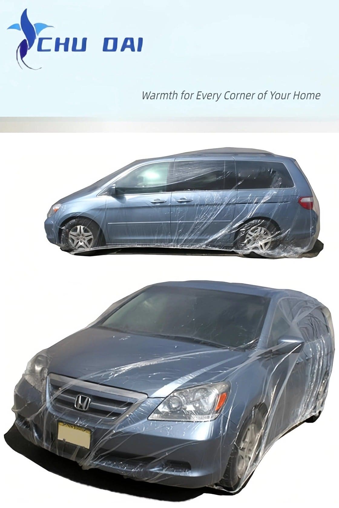 Clear Plastic Car Cover with Elastic Band Disposable Car Cover Plastic Auto Cover Waterproof Universal Fit(Within 5.1 meters)