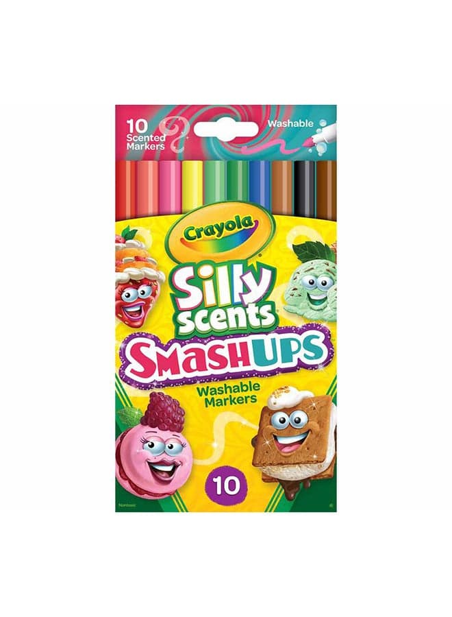 10 Ct Silly Scents Smash Ups, Slim Washable Markers