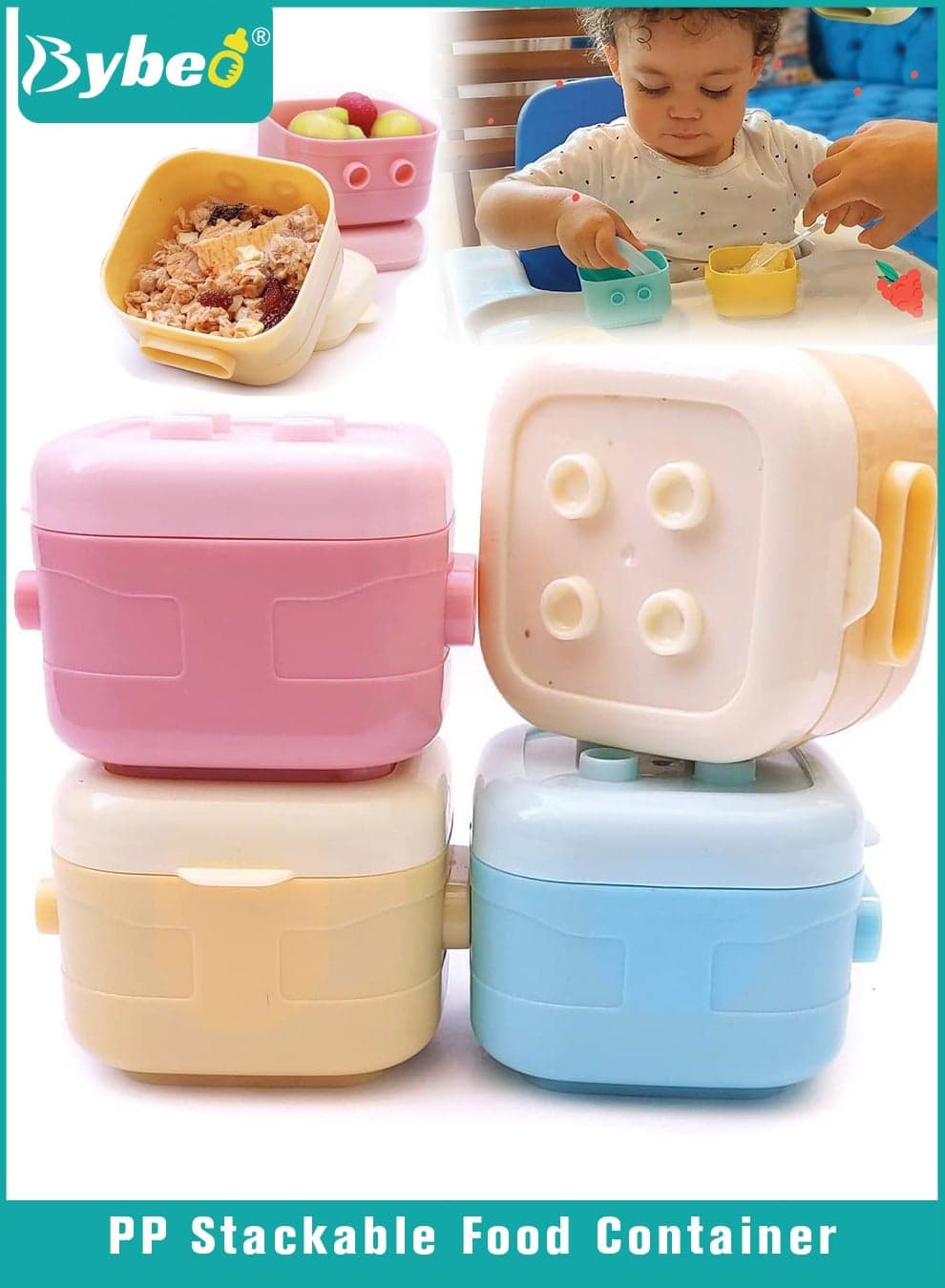 4 PCS Baby Food Containers, Reusable Infant Food Storage Jars, Small Snack Container with Lids for Infant & Babies, Microwave & Dishwasher Friendly