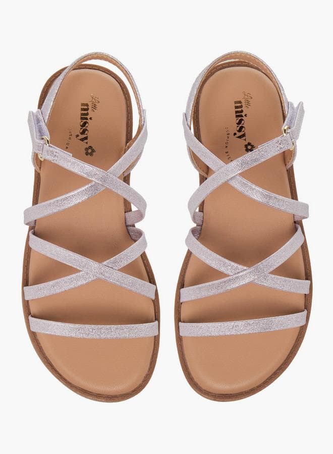Juniors Girls Cross Strap Hook and Loop Sandals