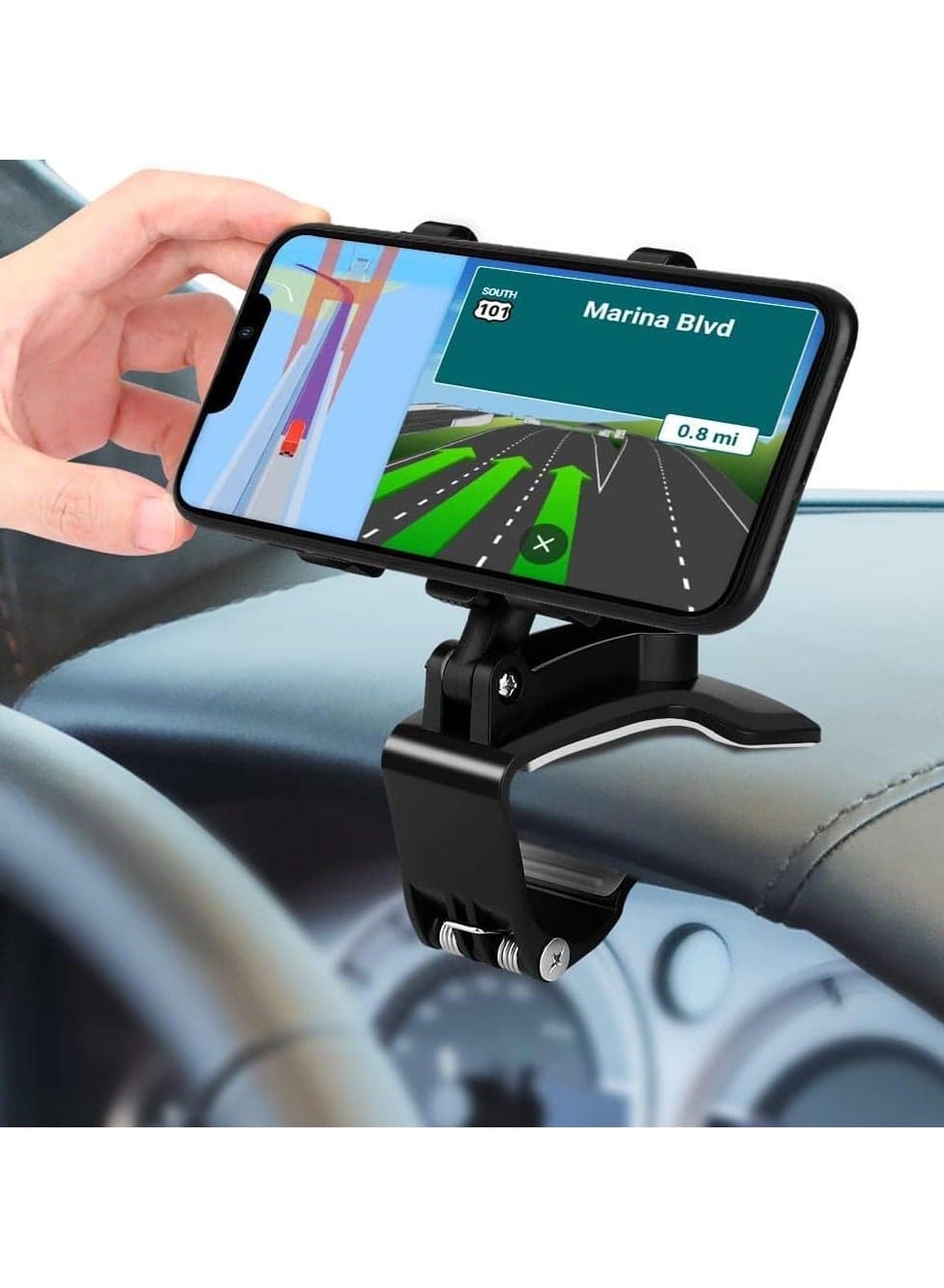 Non-Slip Car Phone Clip Holder Dashboard Cellphone Mount HUD Mobile Phone Holder for Car Compatible for iPhone 13 12 11 Pro Max XS XR SE X 8 7 6 Plus 6S,Samsung Galaxy S20 S10 S9 S8 Plus Note 9 8