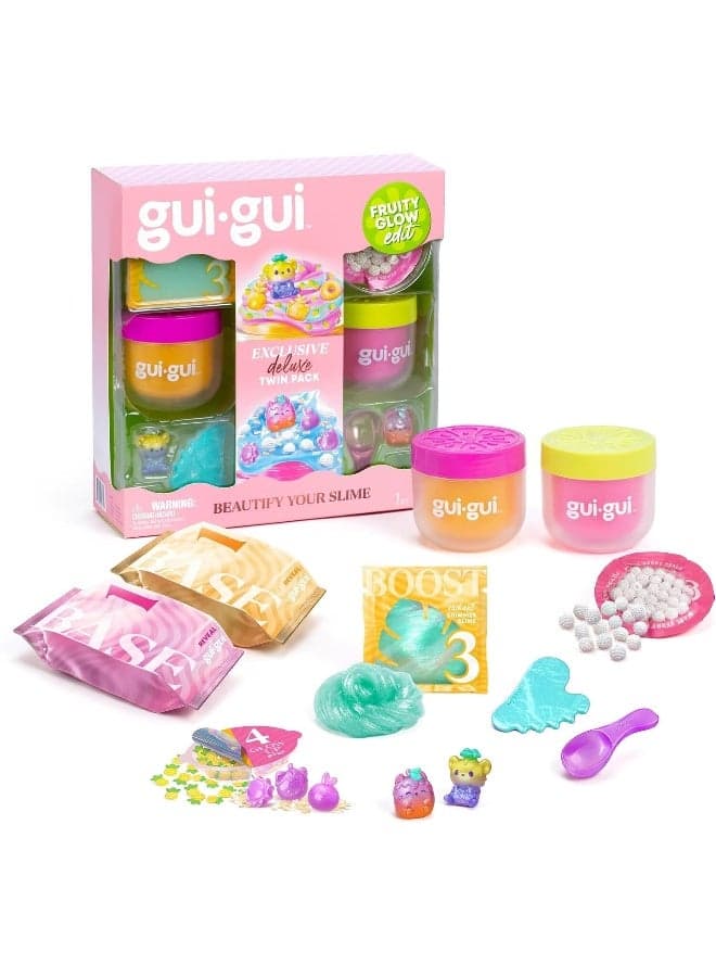 Gui-gui Slime Fruity Glow Edit Deluxe Twin Pack | Collectible Slime | Creative Fun Ideas | Develops Sensory Skills | Entertaining Toy | Stress Relief Toys for Kids