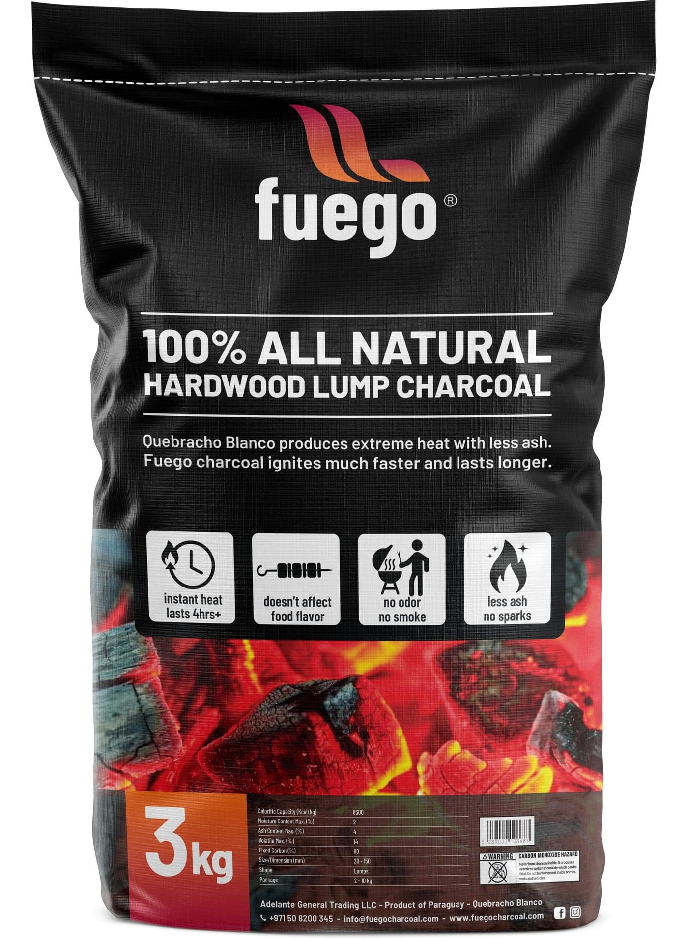 3KG BBQ Natural Charcoal