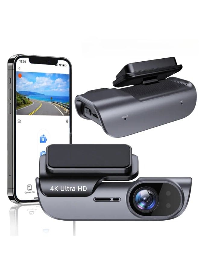 4K WiFi Dash Cam Car Driving Recorder with 170° Wide Angle, Starlight Night Vision & 24H Parking Mode - UHD 3840x2160P Car DVR, G-Sensor, Loop Recording, WDR, Black Box for Vehicle Safety