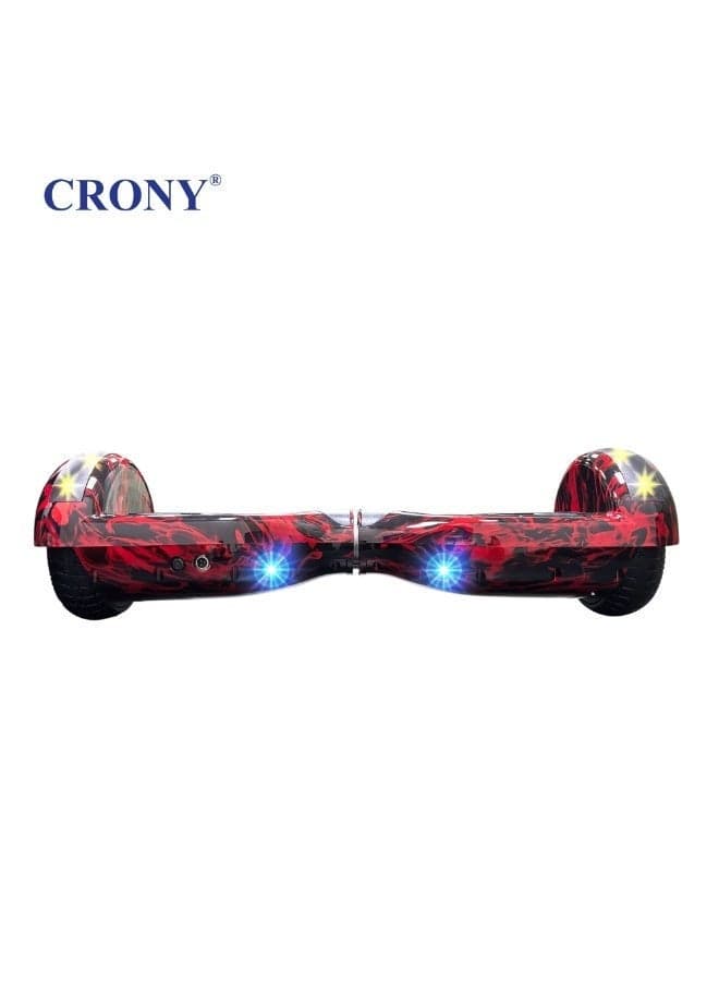 6.5 Inch Smart Self Balancing Hoverboard with Bluetooth Speaker & LED Lights, 250W Motor Electric Hover Scooter, Drift Scooter for Kids & Adults, 36V Lithium Battery, 5-12km/h Speed, 8-15km Range, Auto Balance Electric Ride-On Scooter, UL Style Charging, Indoor & Outdoor Personal Transportation, D1 Red Flame