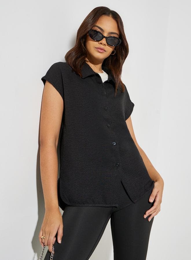 Black Relaxed Button-Down Shirt