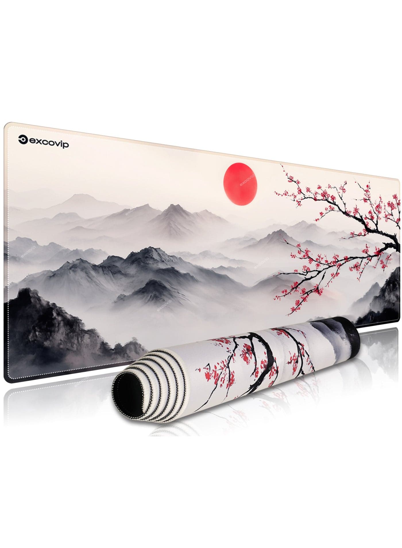 Japanese Cherry Blossom Gaming Mouse Pad 800x300mm Desk Gaming Mouse Pad Large Non-Slip Rubber Base Big Keyboard Mat with Stitched Edges for Gaming Office 0457