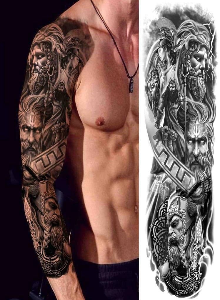 Realistic Tribal Eye Rudder Temporary Tattoo For Men Women Adult Black Sleeve Lion Tatoos Sticker Warrior Fake Flower Tattoos