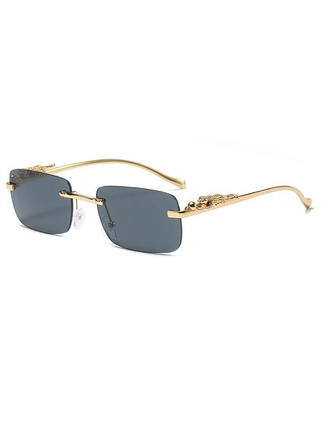 Vintage Rimless Rectangle Sunglasses, Stylish Cheetah Metal Head Sunglasses, Metal Rimless Square Sunglasses for Women and Men