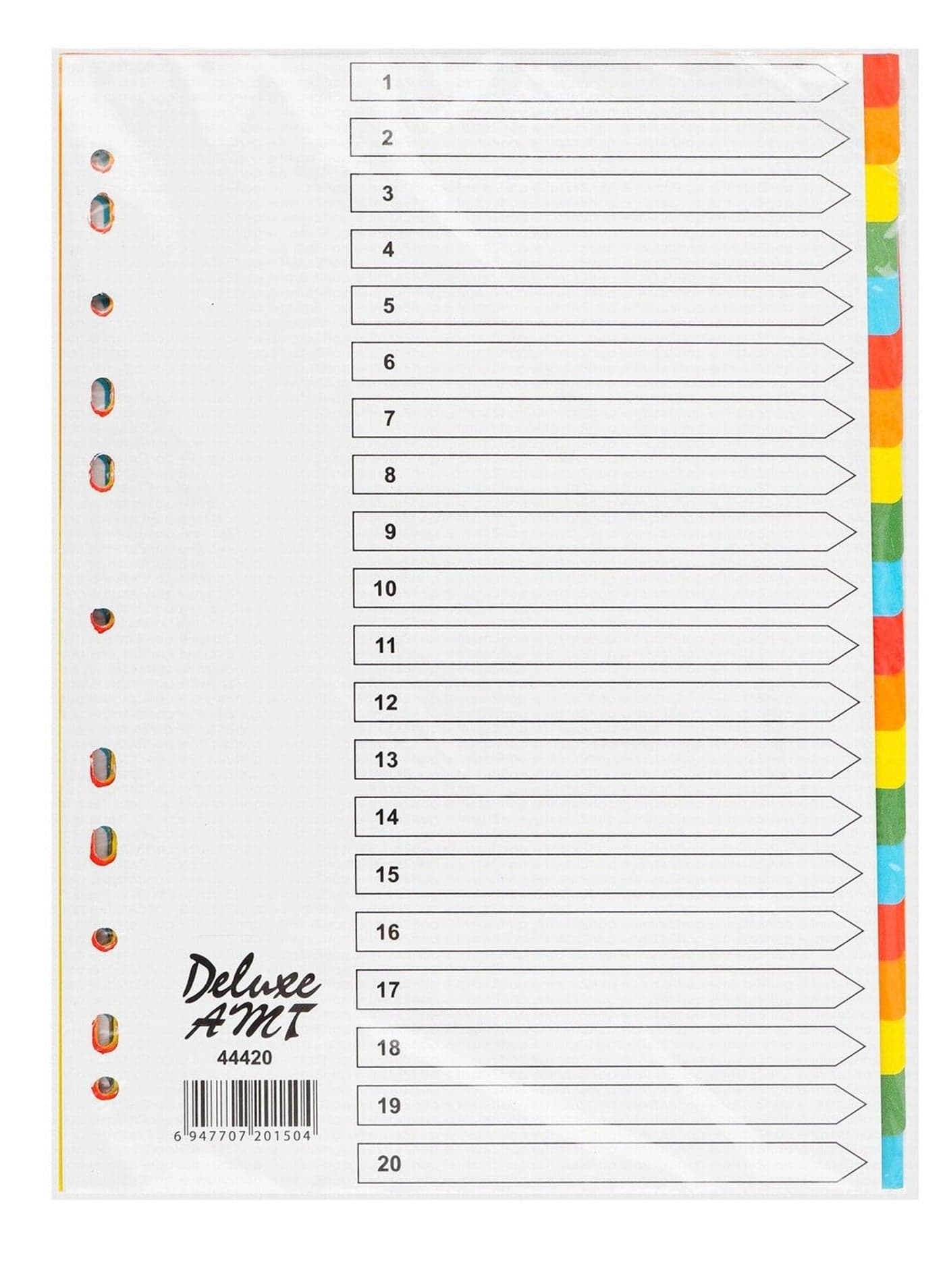 Paper File Divider Tabs With Twenty Divisions Without Number Multicolour
