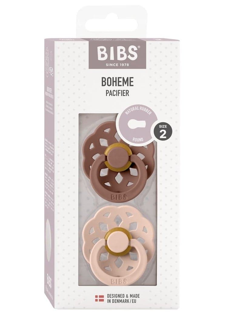 BIBS Natural Rubber Baby Pacifier Pack Of 2 Woodchuck/Blush