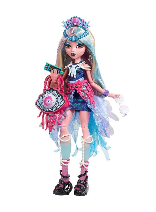 Monster High Monster Fest Doll, Lagoona Blue with Glam Outfit & Festival Themed Accessories like Snacks, Band Poster, Statement Bag & More