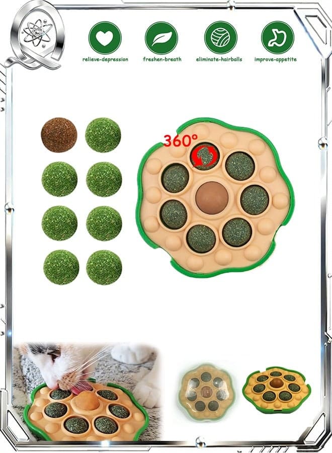 Catnip Toys, Lotus Pod Catnip Balls, Interactive Catnip Toy Cats Sugar Treat Lick Ball Sticky Wall Enrichment Balls for Cats Healthy