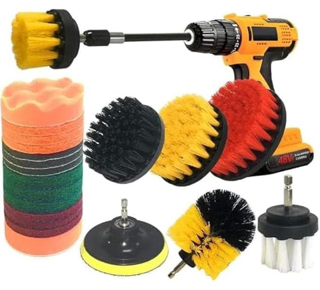 22pcs Electric Drill Brush Scrub Pads Kit Power Scrubing Pads Cleaning Set for Tiles, Sinks, Floor, Bathtub, Bathroom, Kitchen, Vehicle