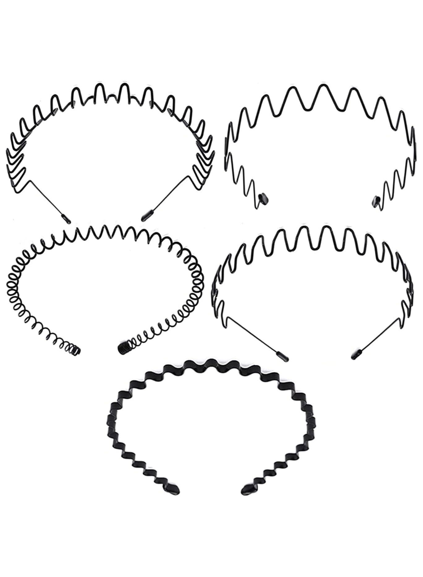 ORiTi 5 Pcs Metal Hair Bands, Unisex Wavy Headband Metal Hair Hoop, Metal Spring Wavy Hairband