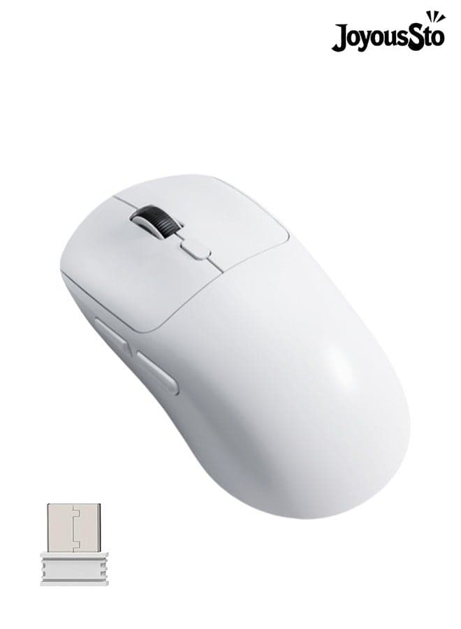 Ultra Light weight Wireless Gaming Mouse with Tri-Mode 2.4G/USB-C Wired/Bluetooth, 6 Buttons Adjustable Ergonomic for PC/Win/Mac White