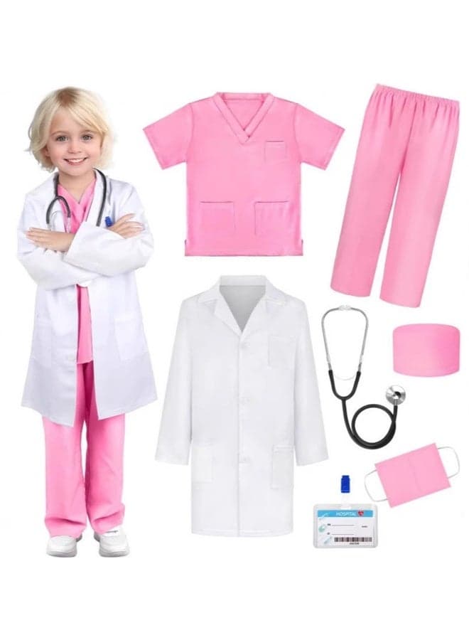 7-Piece Kids Doctor Costume Set - Medical Uniform with Lab Coat, Pretend Play Doctor Kit for Boys & Girls Ages 3-8, Includes Stethoscope & Medical Accessories - for Halloween, Birthday Parties & Role-Play