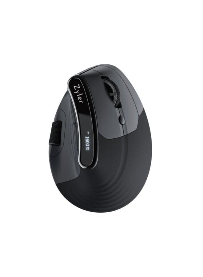 Ergonomic Vertical Mouse with Smart Display, 2.4GHz Optical Wireless Mouse, 7 Adjustable DPI (400/800/1600/2400/3200/6400/8000), Dual Scroll Wheel, 6 Buttons Wireless Mouse for Laptop, PC etc