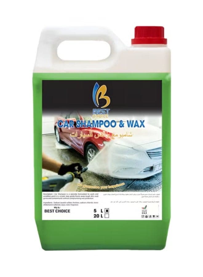 Car Shampoo and Wax 5L - High Foam Car Wash Soap, Cleans & Protects, Safe for All Paint Finishes, Professional Car Detailing Formula
