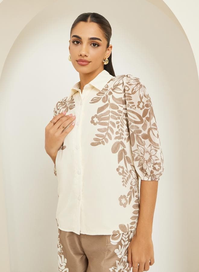 Women Off-White Placement Printed Floral Shirt
