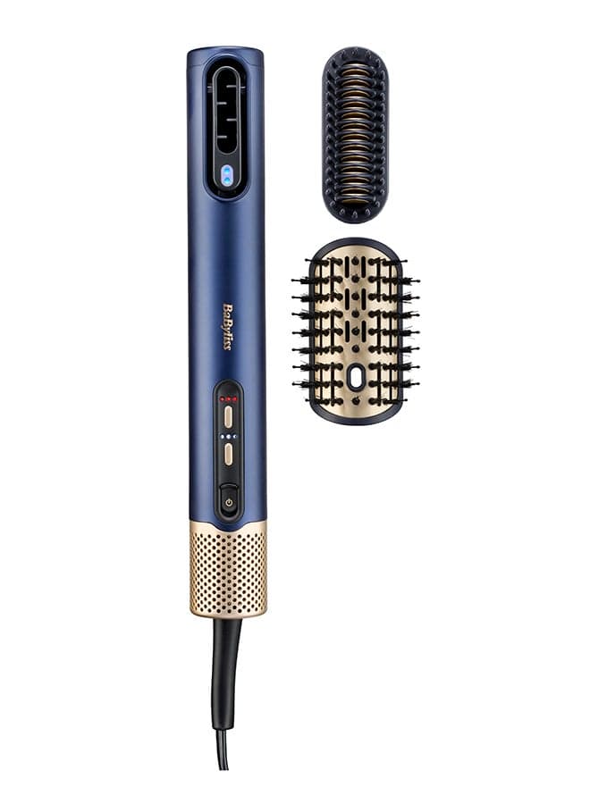 Air Wand 3-in-1 Hair Dryer Straightener And Hot Air Brush with Ion Technology And High-Speed Digital Motor Includes 3 Attachments No Heat Damage - (AS6550SDE) Blue