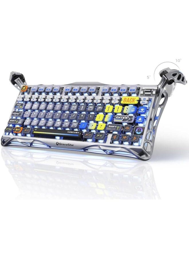 Mercury K1 Pro 75% Wireless Mechanical Keyboard – Tri‑Mode (Wired / Bluetooth / 2.4GHz), Hot‑Swappable Kailh Speedy Mint Linear Switches, PBT Keycaps, 8000mAh Battery, Dual RGB Backlight, Aluminum Alloy, Interstellar Silver | Mercury K1 Pro