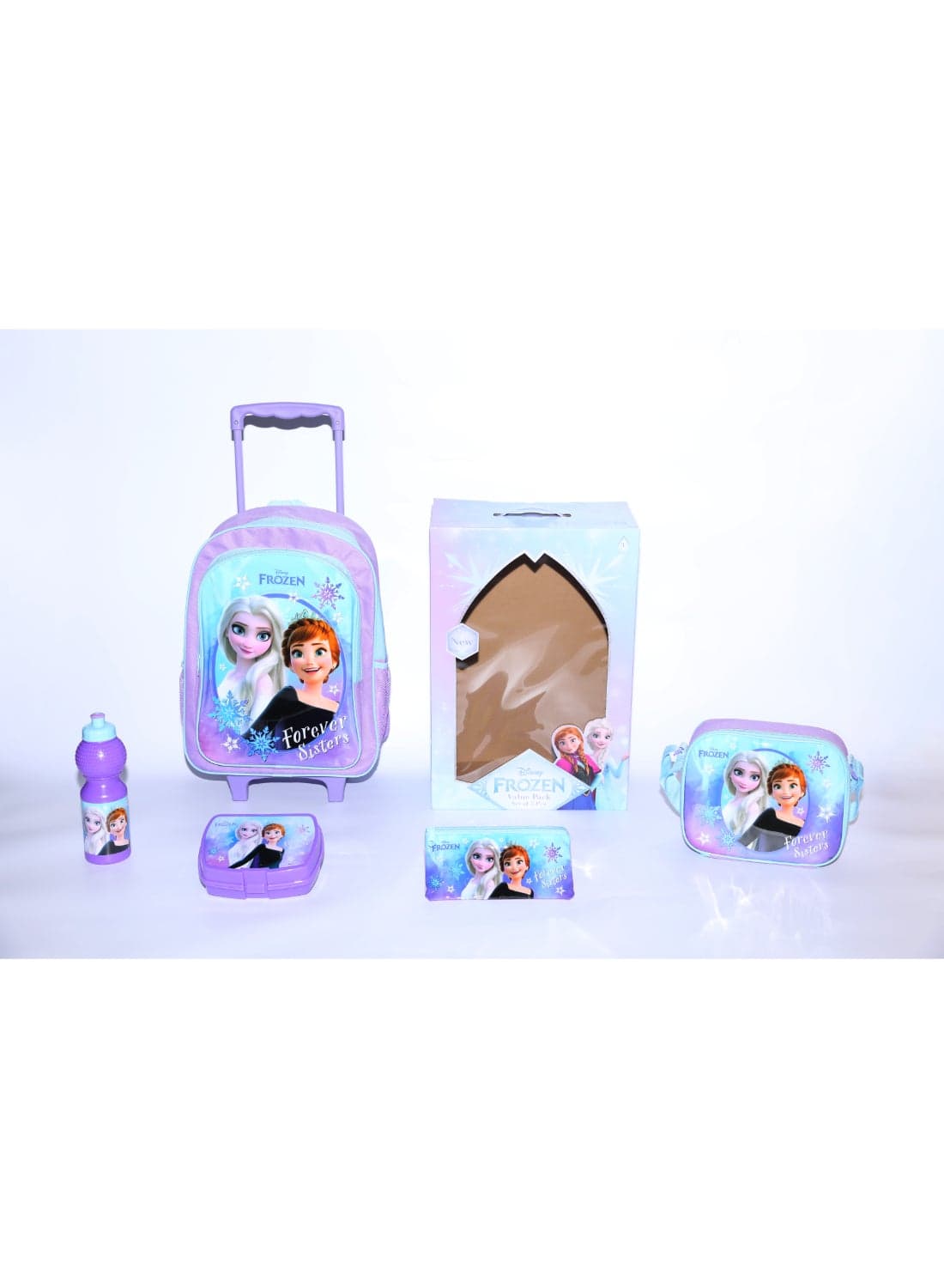 Frozen 5 in 1 Value Pack (16" Trolley Bag with Lunch Box, Lunch bag, Water Bottle and Pencil Case)