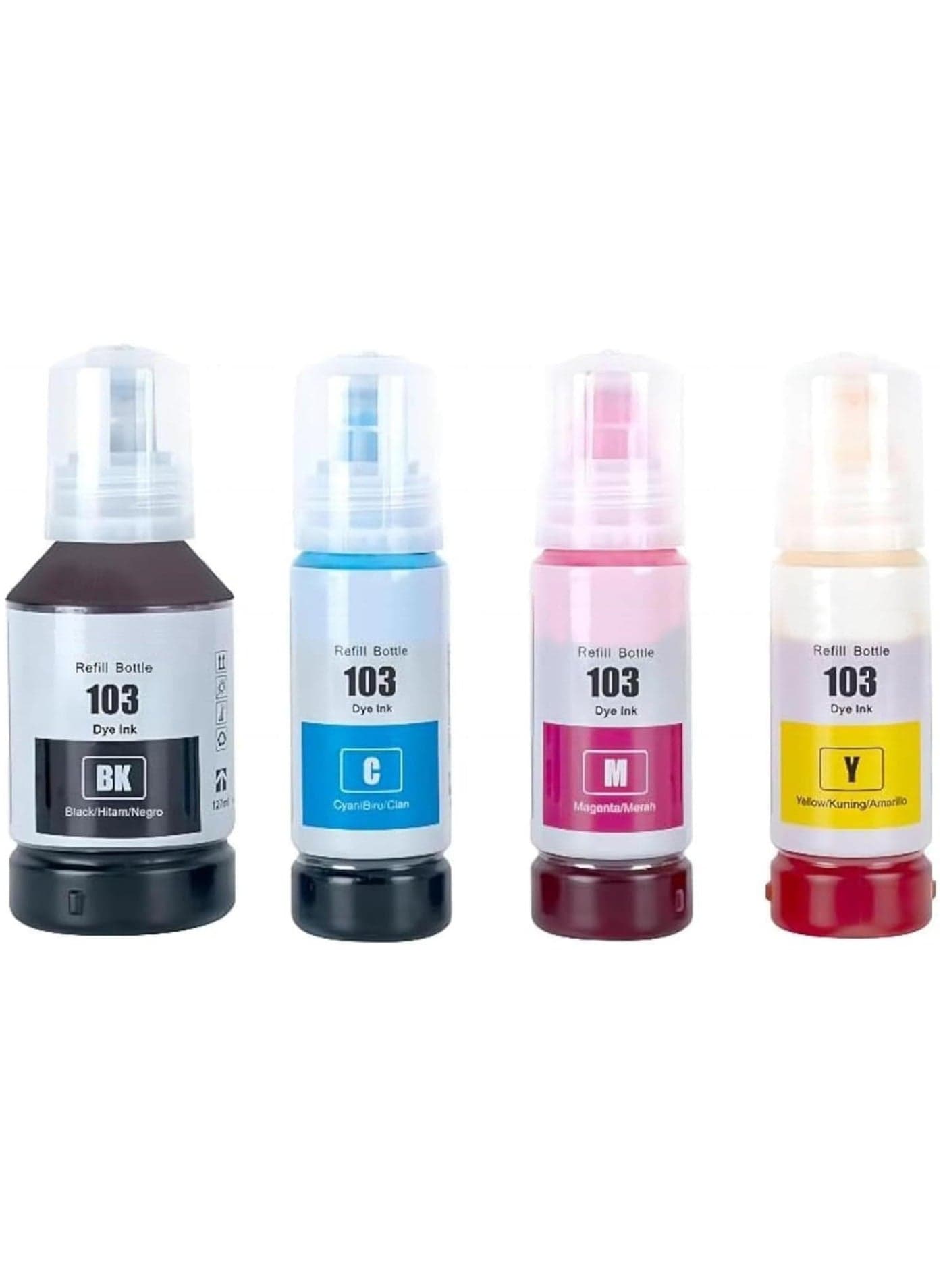 Printer ink 103 for EPSON for EcoTank ink Combo Set Full-Pack of 4 (Black Cyan Magenta Yellow) for L1110 L3110 L3111 L3150 L3151 L3156 L3160 L5190