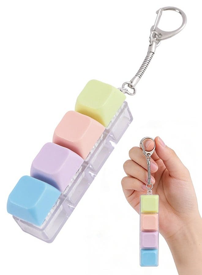 Keyboard Fidget Toy, 4 Buttons Stress Relief Clicky Keychain for Adults Kids, Linear Fingertip Touch Keyring Pass the Time Decompression Desk Gift for Boys Girls