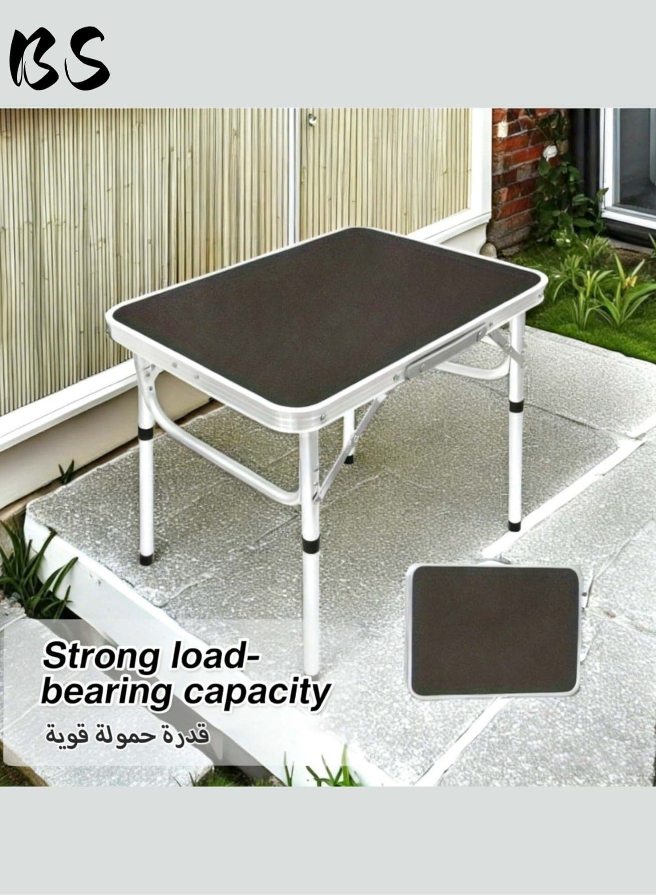 Emergency Supplies | (Portable emergency table)Folding camping table | Small aluminum folding table with adjustable handle height | Portable outdoor aluminum folding table | Portable light folding camping table (gray handle and black handle are randomly distributed)