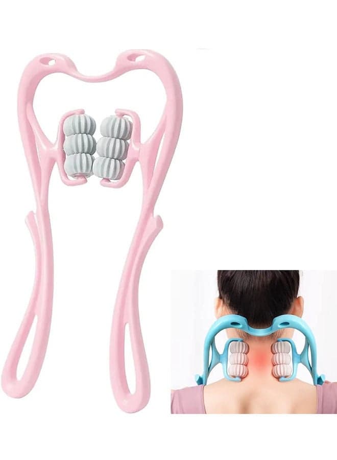 Neck Massager Therapy Cervical Neck and Shoulder Dual Trigger Point Roller Self-Massage Tool, 6 Wheel Handheld Neck Relaxer, Neck Roller Massager Tool, for Legs Waist Neck and Shoulder Relaxer