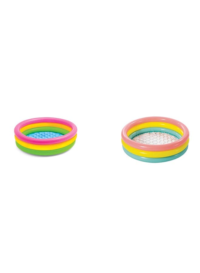 Sunset Glow Inflatable Baby Pool – 3-Ring Colorful Round Paddling Pool (86cm x 25cm) – Ages 1-3 Years, Unisex