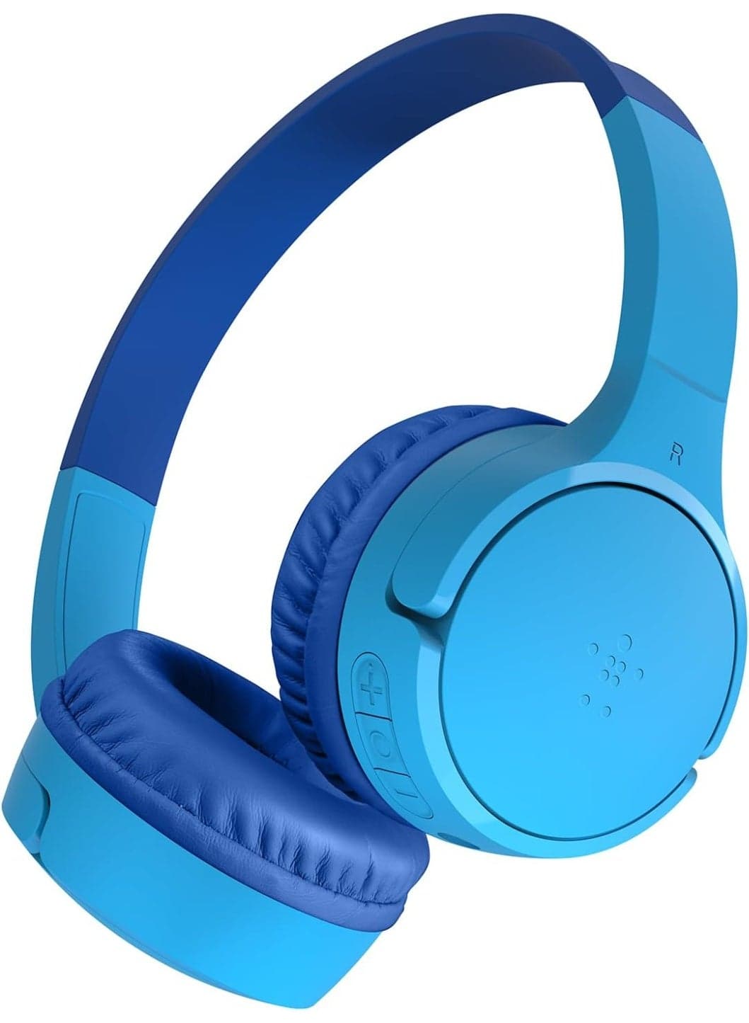 SoundForm Mini Kids Wireless Headphones with Built-In Microphone, 30H of Playback Time, & Fun Stickers - Over-Ear Headsets for Online Learning, School, Travel, iPhone, iPad, Galaxy - Blue blue