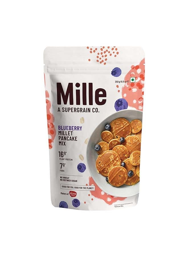 Millé Blueberry Millet Pancake | NO MAIDA | Eggless | Gluten Free | High Plant Protein | Low Carbs | Low GI Millet Grain | No Refined
Sugar | 250 grams