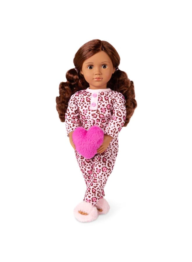 Doll w/ Leopard Pajama & Heart Pillow, Gracia