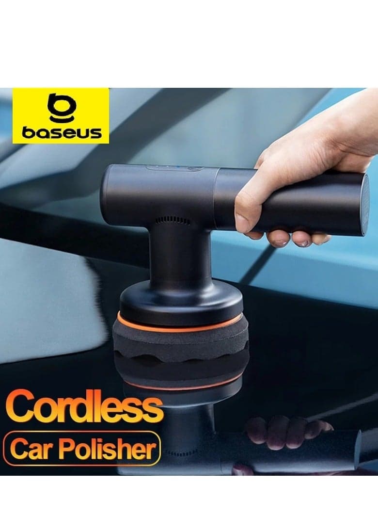 Cordless Electric Polisher, 4000mAh Battery, 2-Speed Polishing Machine, Type-C Fast Charging, Car Polishing Waxing Kit for Home Furniture and Scratch Removal, Includes Flat Foam Pad, Waffle Polishing Pad, and Wool Polishing Pad - Portable Auto Detailing Tool for Personal and Home Use