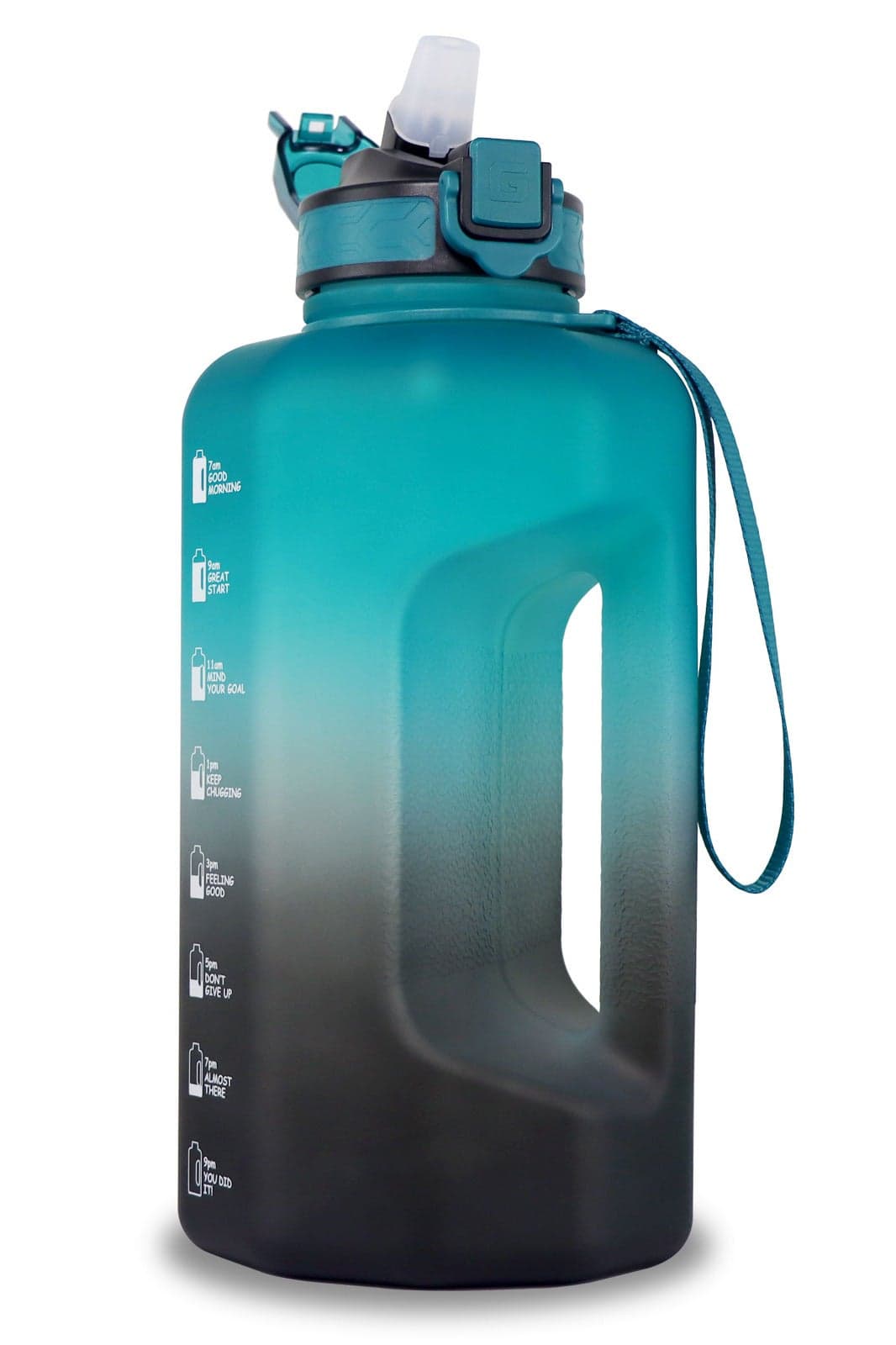 زجاجة ماء نصف جالون بقشة - خالية من BPA - حاوية كبيرة قابلة لإعادة الاستخدام بمقبض للرياضة والهواء الطلق