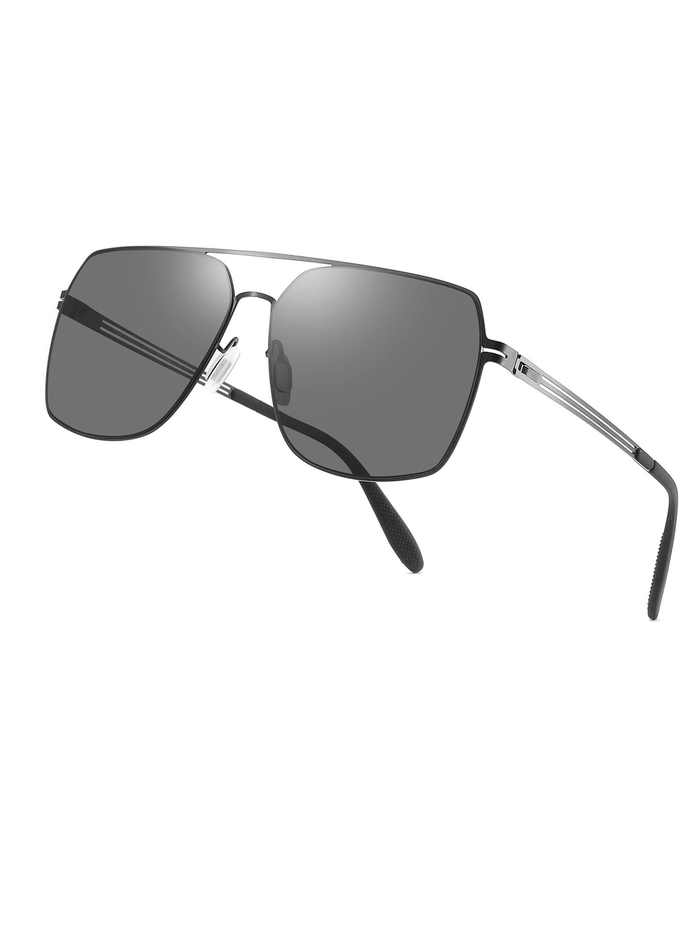 PUKCLAR Polarised Men Sunglasses Pilot Sunglasses Lightweight Stainless Steels Frame Retro Sun Glasses with UV400 for Driving, Fishing, Hiking