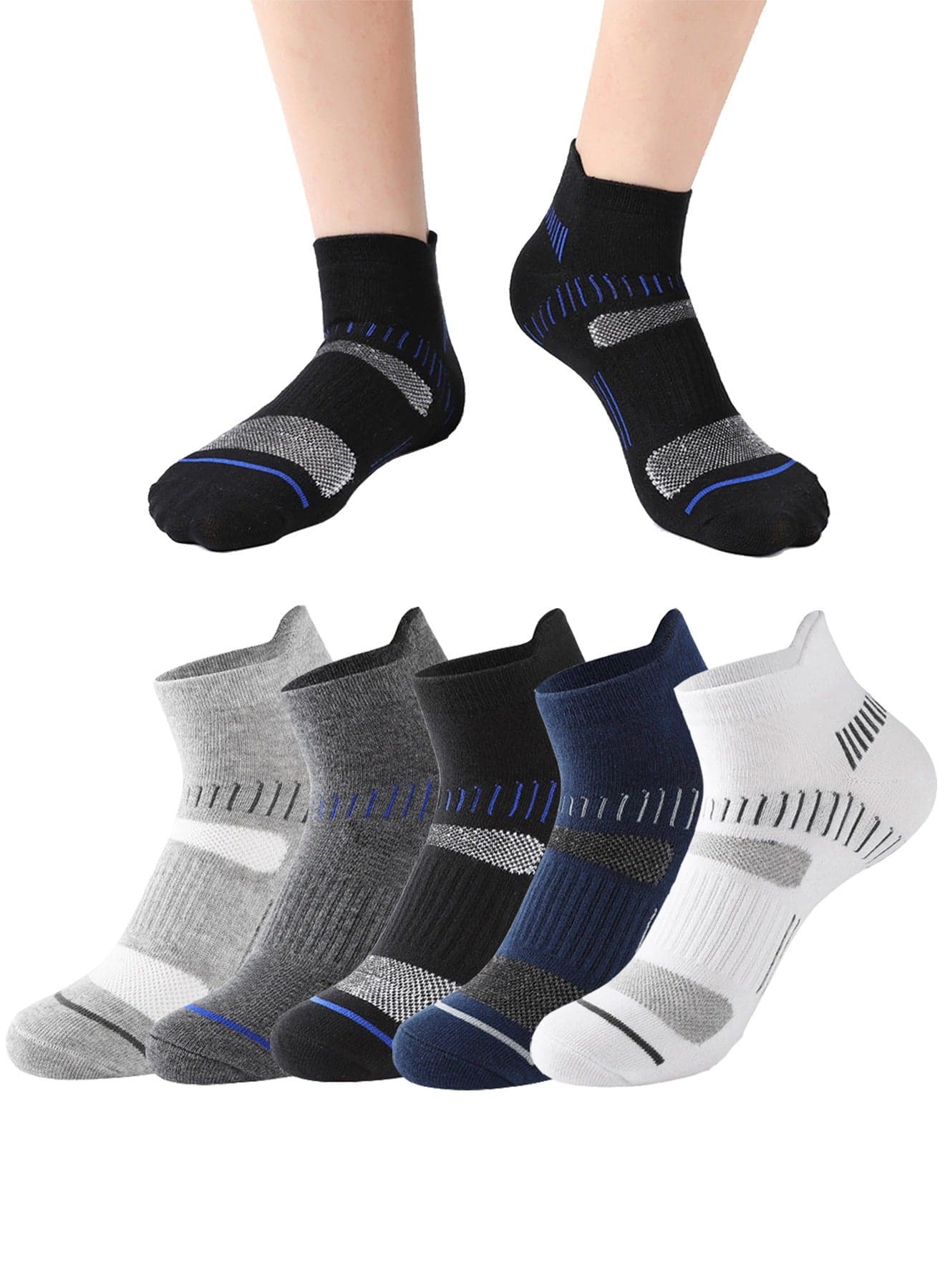 Mens Athletic Socks (5-Pack) - Low Cut, Sweat-Wicking, Odour-Resistant, All-Season Comfort - Ideal for Active Lifestyles, Running & Everyday Wear - Ultimate Socks for Men Collection