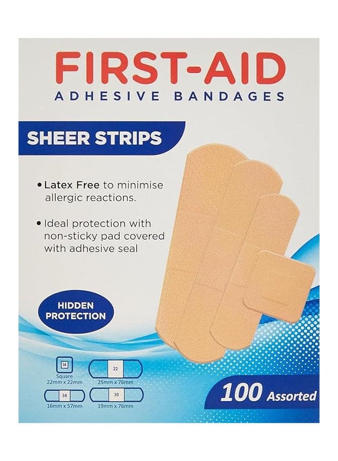 Sheer Strip Bandages, Safe And Lasting Adhesive, Latex Free, Assorted, 100'S Bandage