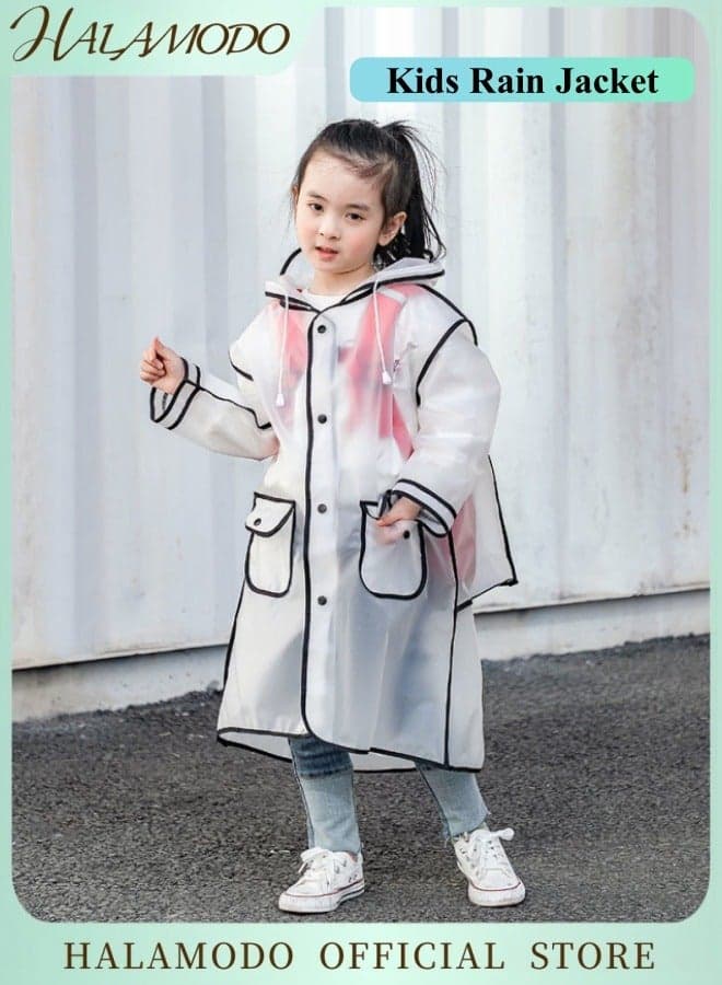 Kids Rain Jacket Reusable Raincoat Rain Poncho Jacket Slicker EVA Rain Ponchos Emergency Rain Jacket for Children Boys Girls