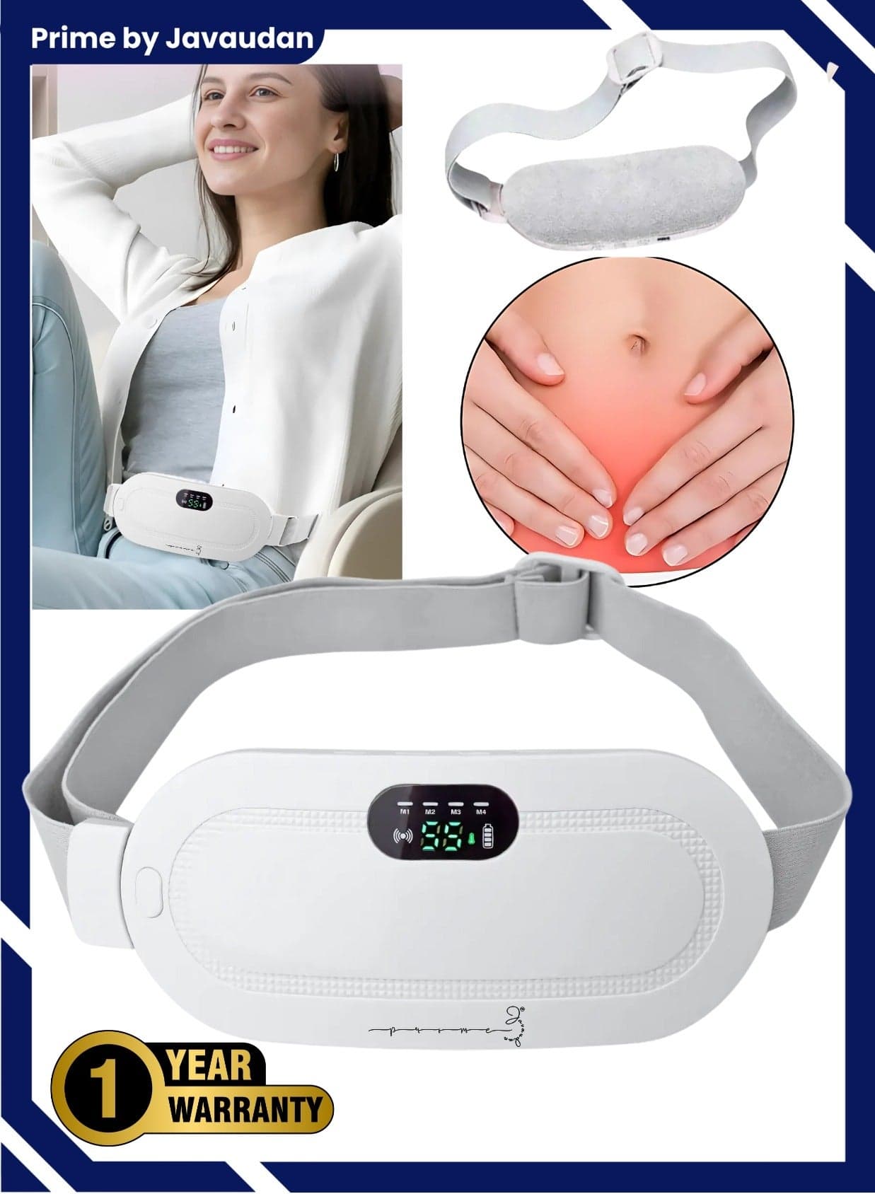 Menstrual Electric Heating Pad Women Warm Belt Hot Water Bag Waistband Device Adjustable 4-Speed Rechargeable Heating Cramp Belt Massage Warm Waist Belt for Menstrual Period Cramps Stomach Tummy Pain