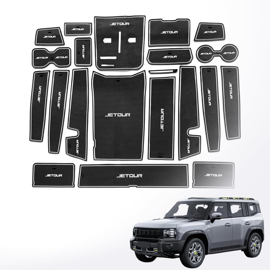 TRX AUTO Anti-Slip Interior Liner Set for Jetour T2 (2022-2025) | Compatible Liner Mats For Jetour T2 | Silicone Cup Holder, Door Slot, and Center Console Mats | Accessories Fit for Jetour T2 2025