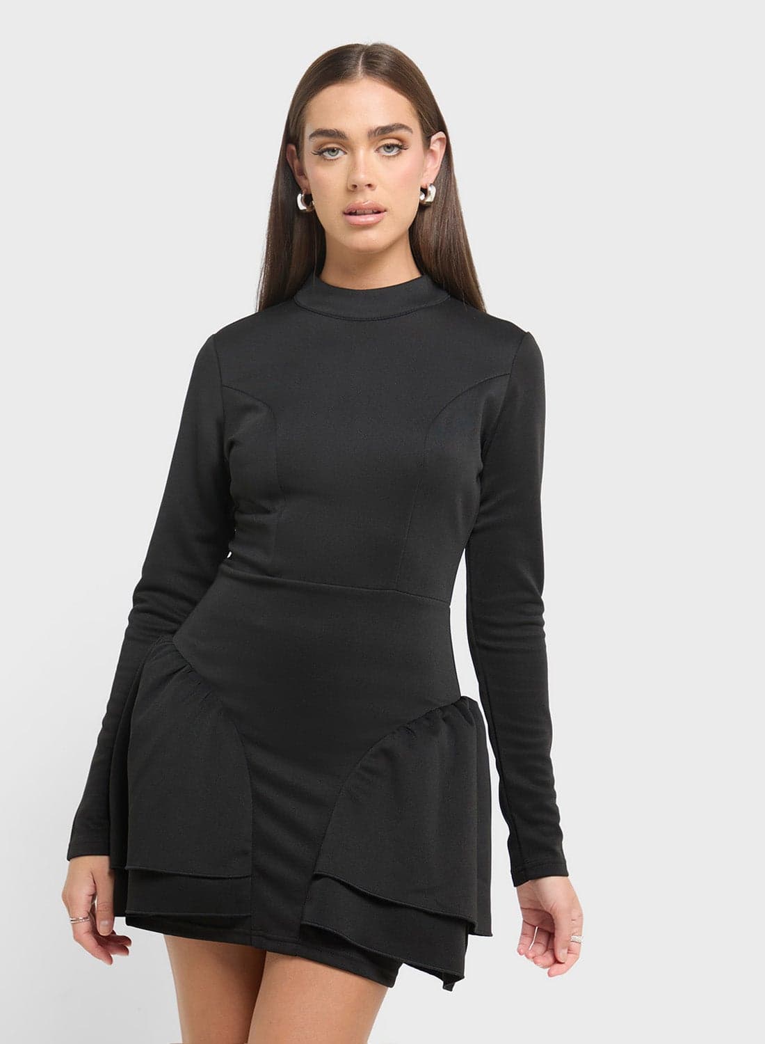Mock Neck Bubble Hem Dress