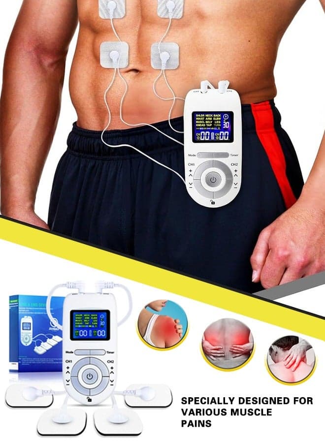Electric Massage Instrument Advanced TENS & EMS Muscle Stimulator - Pain Relief and Recovery System with 12 Modes, 40 Intensities - Dual Channel Rechargeable Electric Pulse Massager for Effective Pain Therapy