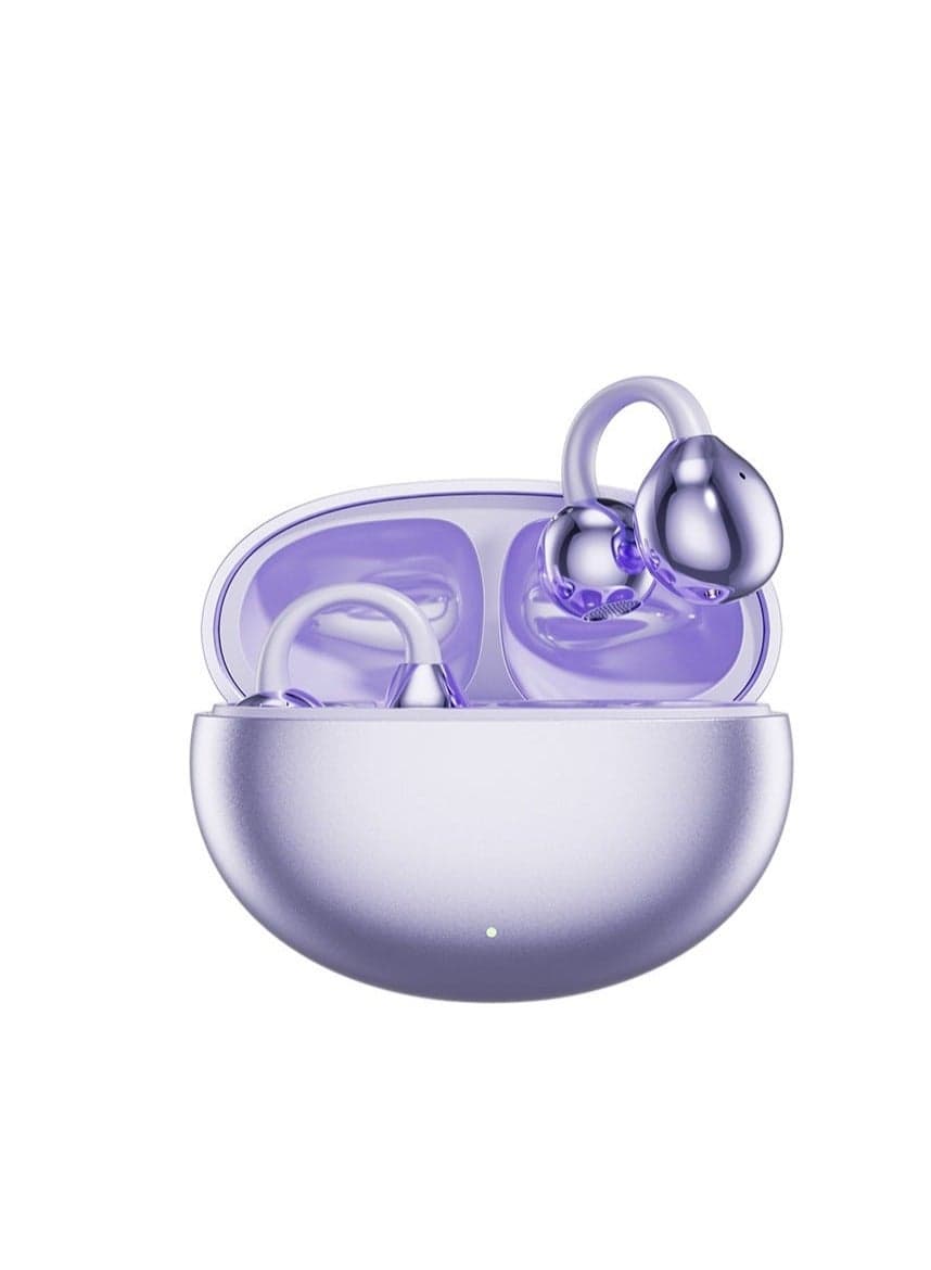 Wireless Earbuds – Open-Ear Bluetooth Earphones with Futuristic Design, Feather-Light Fit, Long Battery Life – Compatible with iOS & Android – Purple